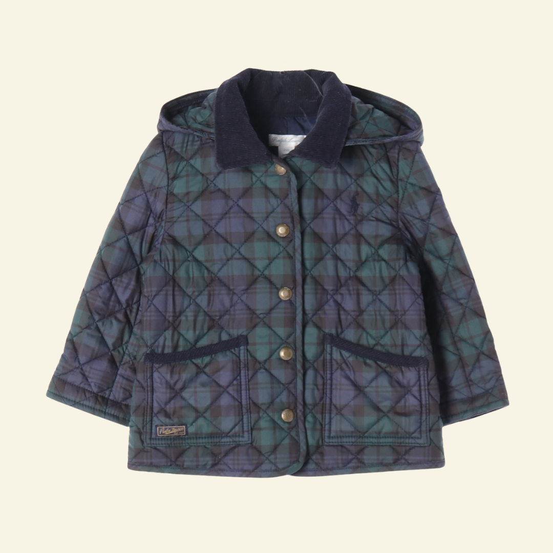 폴로 키즈 그린 체크 퀼팅 자켓 2y