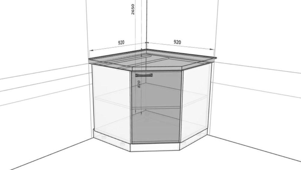 Угловая тумба кухни размеры