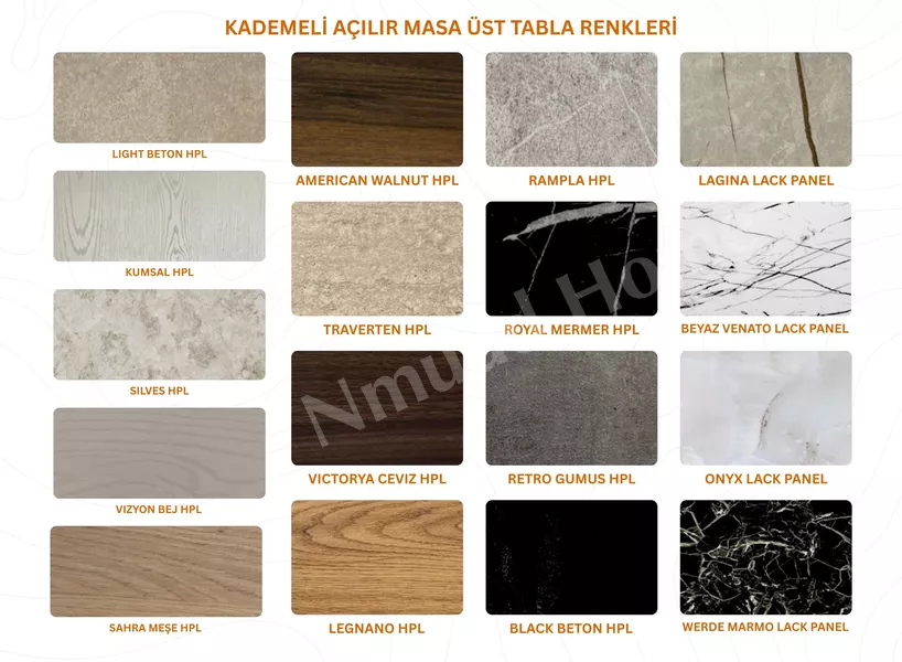 Matrix Dikdörtgen Kademeli Açılır Masa