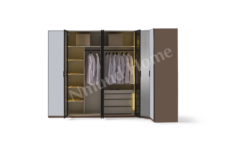 Moka Kiremit Köşe Dolaplı Yatak Odası