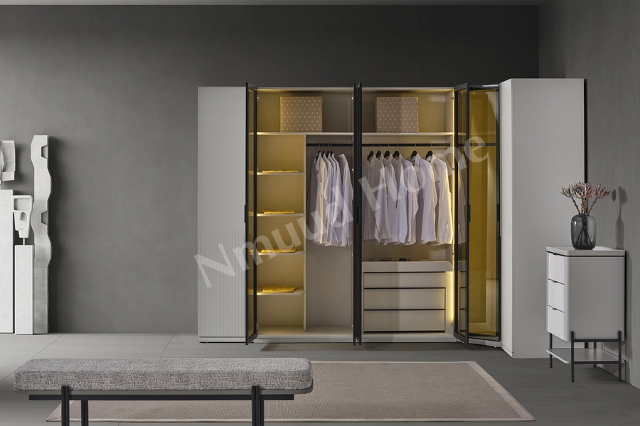 Moka Gri Köşe Dolaplı Yatak Odası Takımı