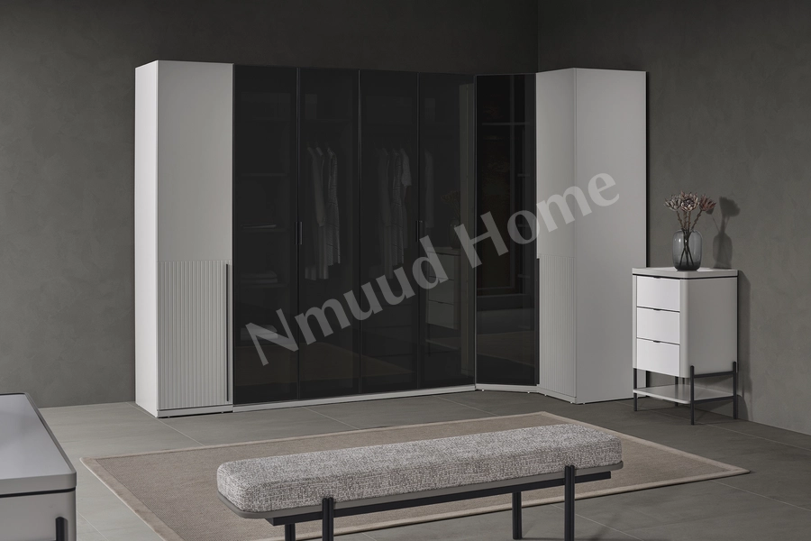 Moka Gri Köşe Dolaplı Yatak Odası Takımı