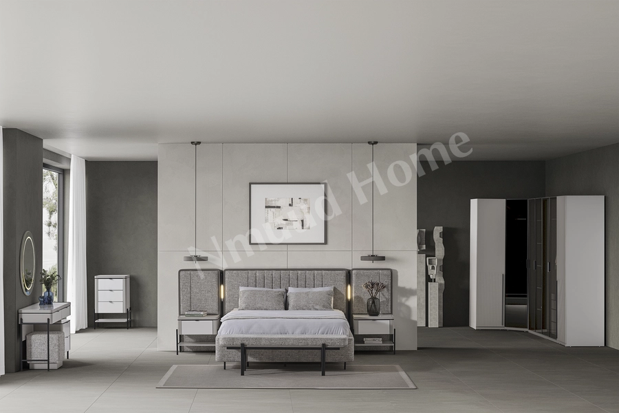 Moka Gri Köşe Dolaplı Yatak Odası Takımı