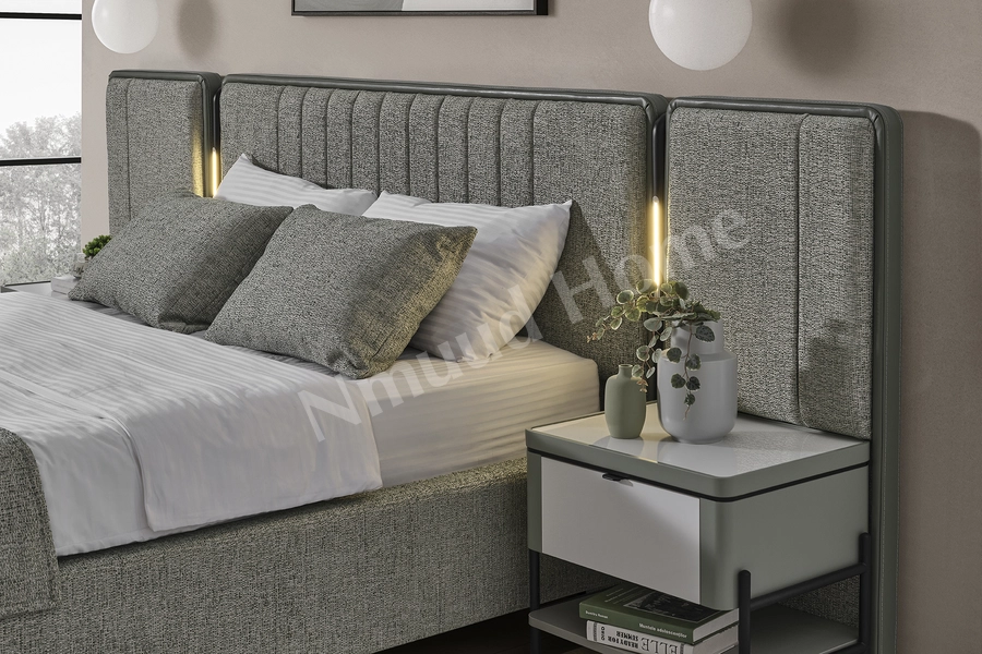 Moka Yeşil Köşe Dolaplı Yatak Odası