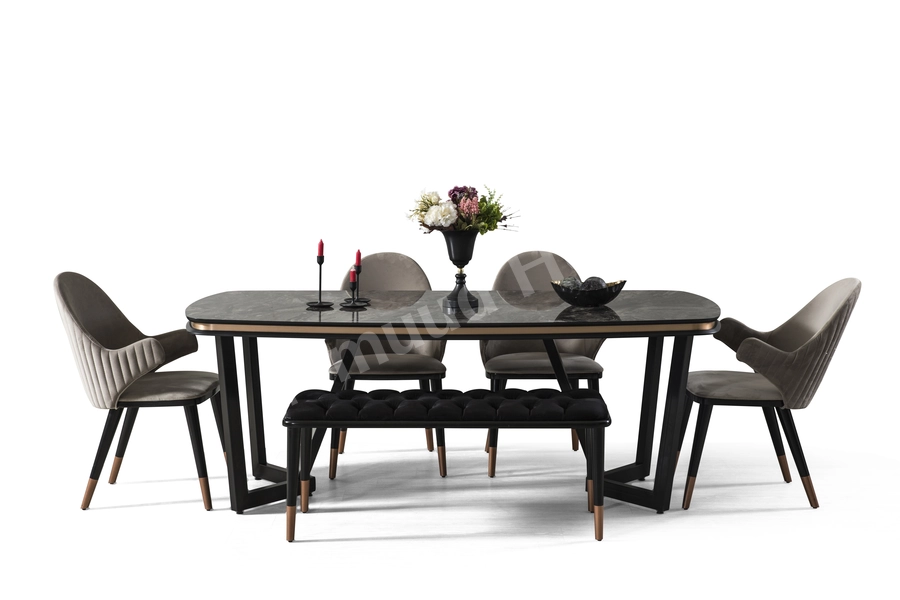 Tesla Siyah Masa & Sandalye Takımı