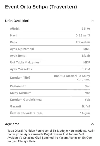 Event Traverten Orta Sehpa