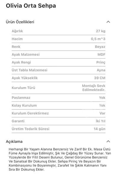 Olivia Ekru Orta Sehpa