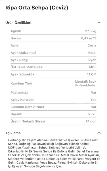 Rıpa Ceviz Orta Sehpa