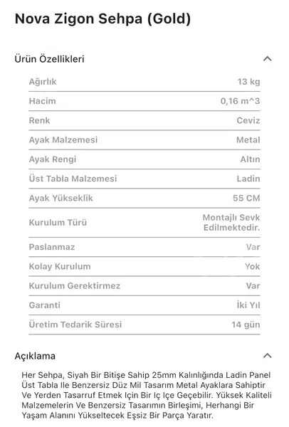 Nova Gold Zigon Sehpa