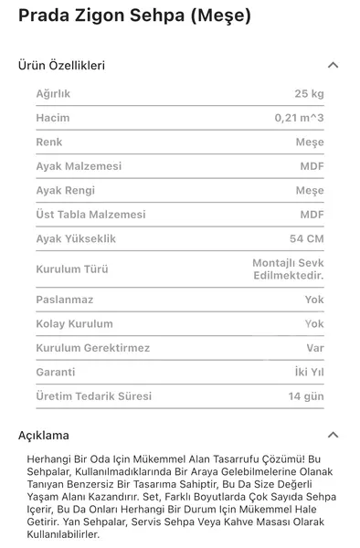 Prada Meşe Zigon Sehpa