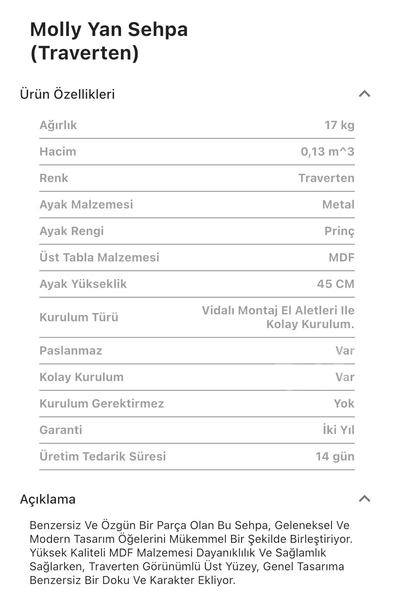 Molly Traverten Yan Sehpa