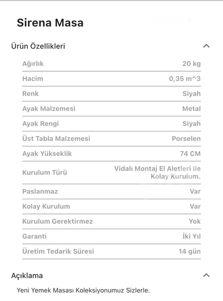 Sirena Yuvarlak Sabit Masa