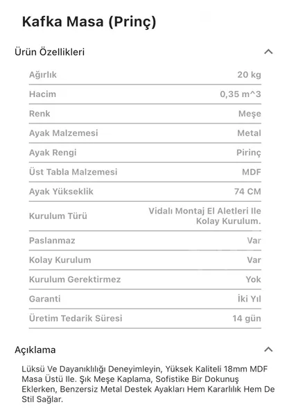 Kafka Meşe Yuvarlak Sabit Masa