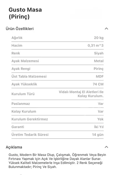 Gusto Pirinç Yuvarlak Sabit Masa