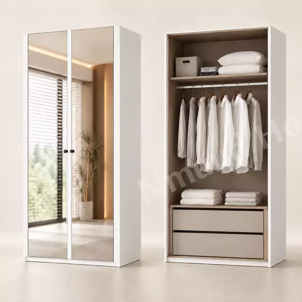 Mona Outlet Beyaz 2 Kapılı Çekmeceli Dolap