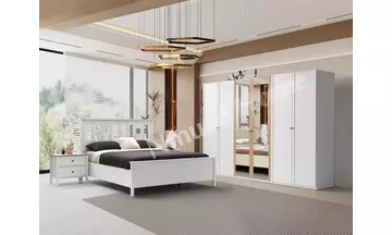 Mona 6 Kapaklı Yatak Odası Beyaz, Meşe