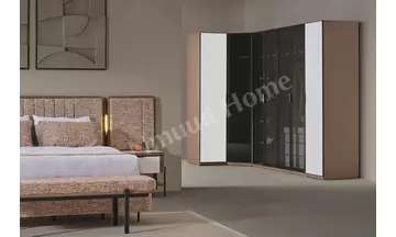 Moka Kiremit Köşe Dolaplı Yatak Odası