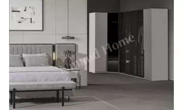 Moka Gri Köşe Dolaplı Yatak Odası Takımı
