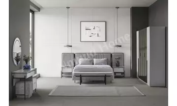 Moka Gri Köşe Dolaplı Yatak Odası Takımı