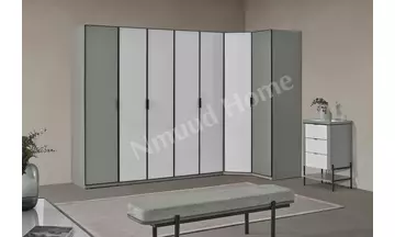 Moka Yeşil Köşe Dolaplı Yatak Odası