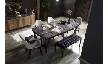 Tesla Ceviz Masa & Sandalye Takımı