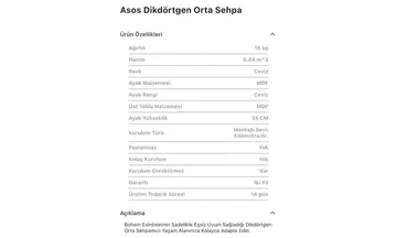 Asos Dikdörtgen Orta Sehpa