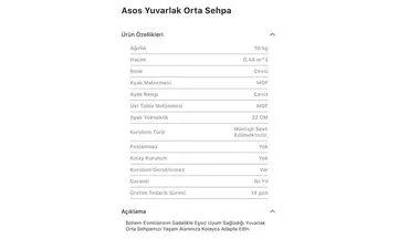 Asos Yuvarlak Orta Sehpa