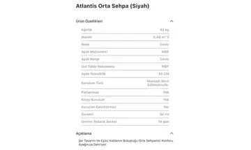 Atlantis Siyah Orta Sehpa