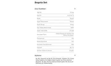 Bogota Siyah Orta Sehpa