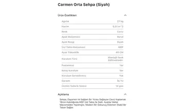 Carmen Siyah Orta Sehpa