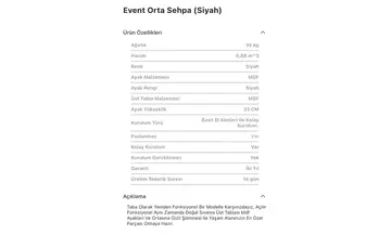 Event Siyah Orta Sehpa