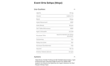 Event Meşe Orta Sehpa