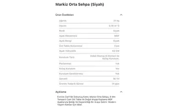 Markiz Siyah Orta Sehpa