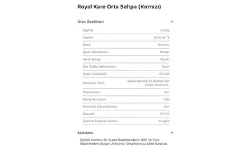 Royal Kare Siyah, Kırmızı Orta Sehpa