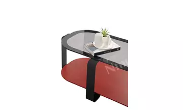 Royal Dikdörtgen Siyah, Kırmızı Orta Sehpa