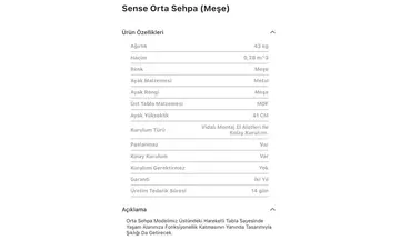 Sense Meşe Orta Sehpa