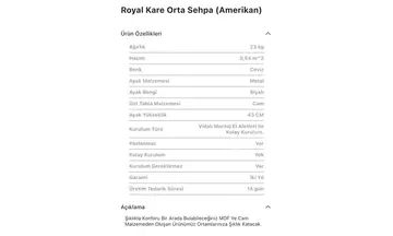 Royal Kare Siyah, American Ceviz Orta Sehpa