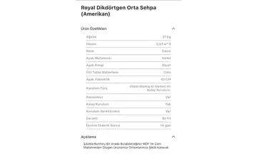 Royal Dikdörtgen Siyah, American Ceviz Orta Sehpa