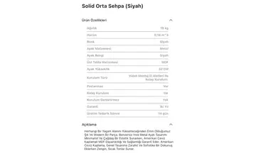 Solid Siyah Orta Sehpa