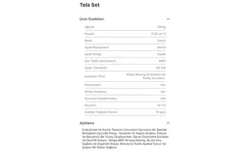 Tola Ceviz, Siyah Orta Sehpa Seti