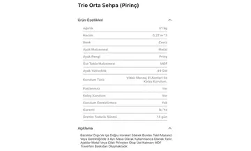 Trio Pirinç Orta Sehpa