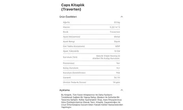 Caps Siyah, Traverten Kitaplık