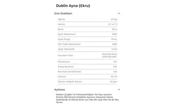 Dublin Ekru Boy Aynası