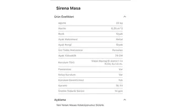 Sirena Yuvarlak Sabit Masa