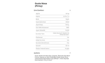 Gusto Pirinç Yuvarlak Sabit Masa