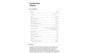 Danilo Siyah Yuvarlak Sabit Masa
