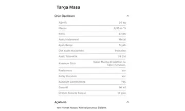 Targa Yuvarlak Sabit Masa