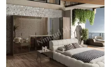 Bronze Köşe Dolaplı Ceviz Yatak Odası