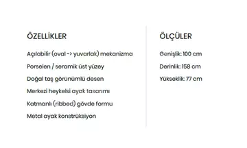Voyage Yuvarlak Porselen Kademeli Açılır Masa