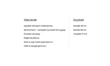 Zero Yuvarlak Porselen Kademeli Açılır Masa